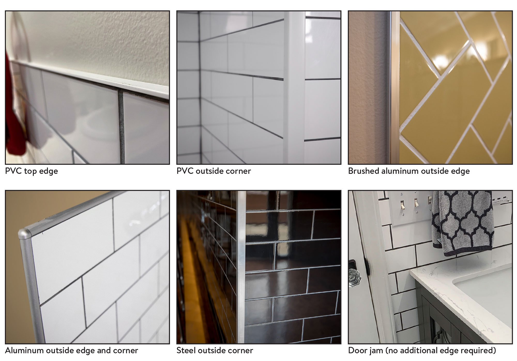 Six3Tile Shower Backsplash Tile Edge Trim Options   Edges Examples 